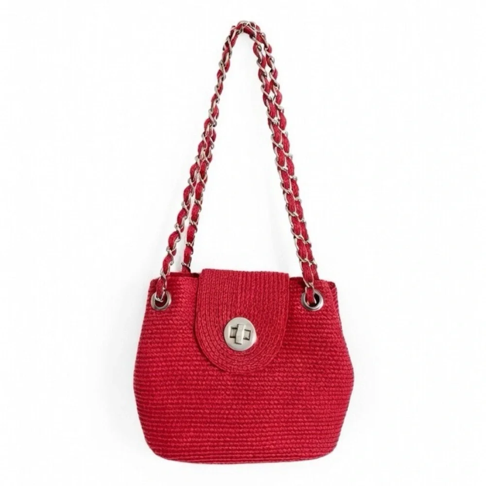 Unbranded Straw Paper Convertible Crossbody Shoulder Bag Chain Strap Fully Lined